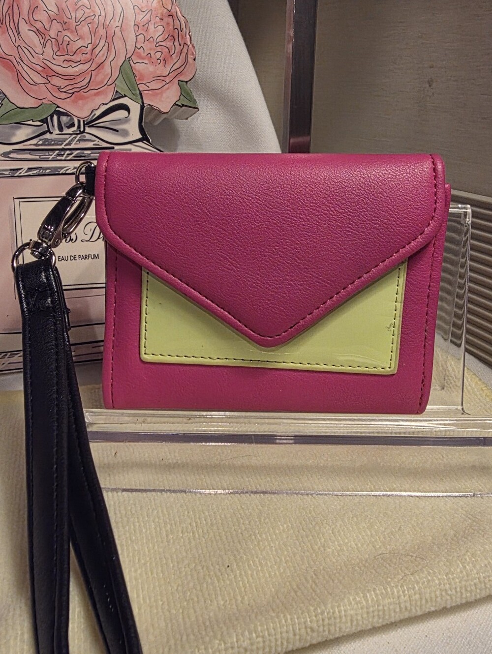 Hot Pink & Yellow Colorblack Wristlet